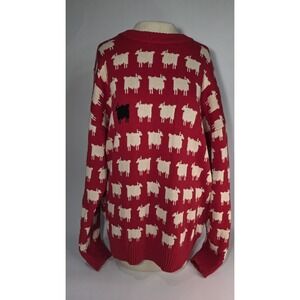 Vintage Warm & Wonderful Princess Diana  Red Black Sheep Sweater Merino Wool XL